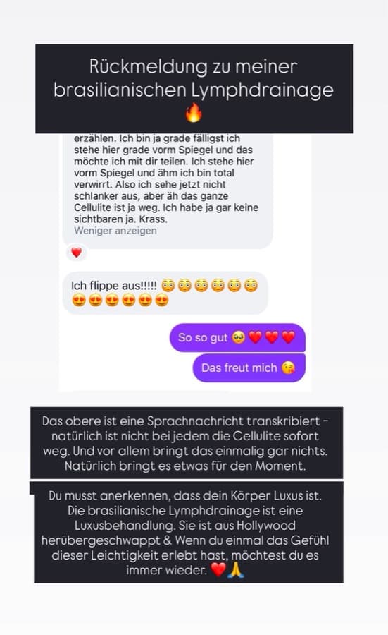 Nachricht einer Kundin nach der Behandlung, Beispiel 7